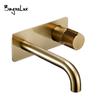Bathroom Sink Faucet Round Bath Trim Mixer Tap With Cover Plate Brushed Gold 2 Hole Swivel Knob Hot And Cold Water Brass