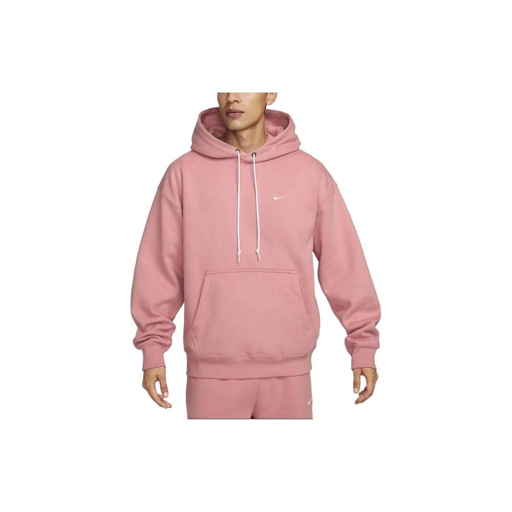 Nike Solo Swoosh однотонный флисовый свитшот с капюшоном и завязками, повседневный с длинным рукавом, мужская толстовка Stardust-Red DX1356-618