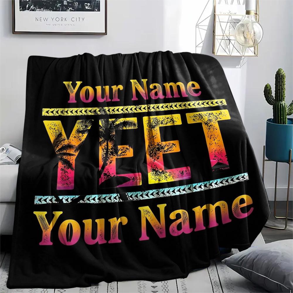 1PC Ink Motto Custom Name Patterned Flannel Blanket Suitable For All Seasons For Home Decor Warmth And Comfort Gifts Holiday Present