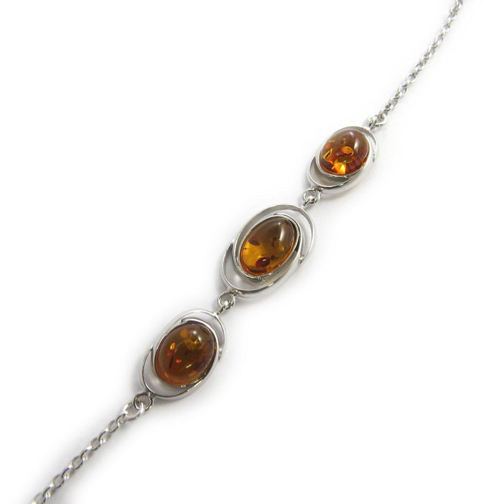 Les Trésors De Lily [N2497] - Серебряный браслет «Вдохновение» янтарно-коньячный (родиевое покрытие) - 8 мм