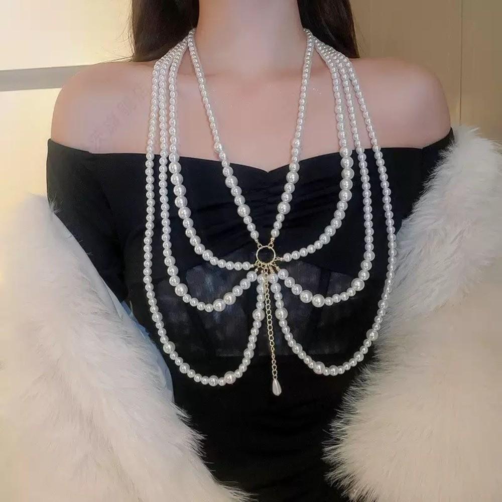 Tassel Pearl Waist Chain Geometric Party Belt Stylish Beads Chain Belt  Body Jewelry
