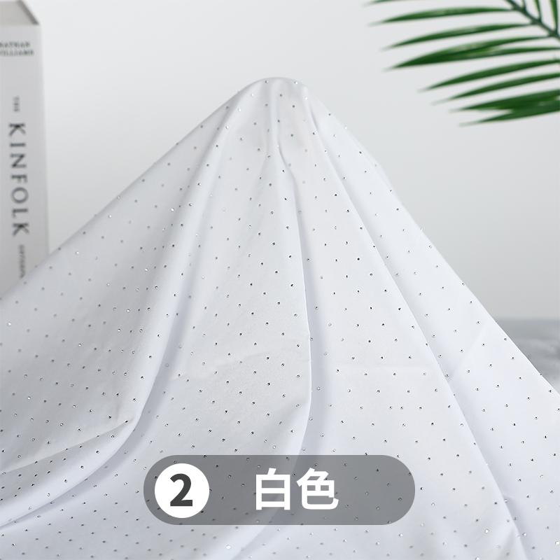 Hot Stamping Diamond Chiffon Fabric Opaque Shiny By The Meter for Scene Decoration Headwear Wedding Dress Diy Sewing Cloth White