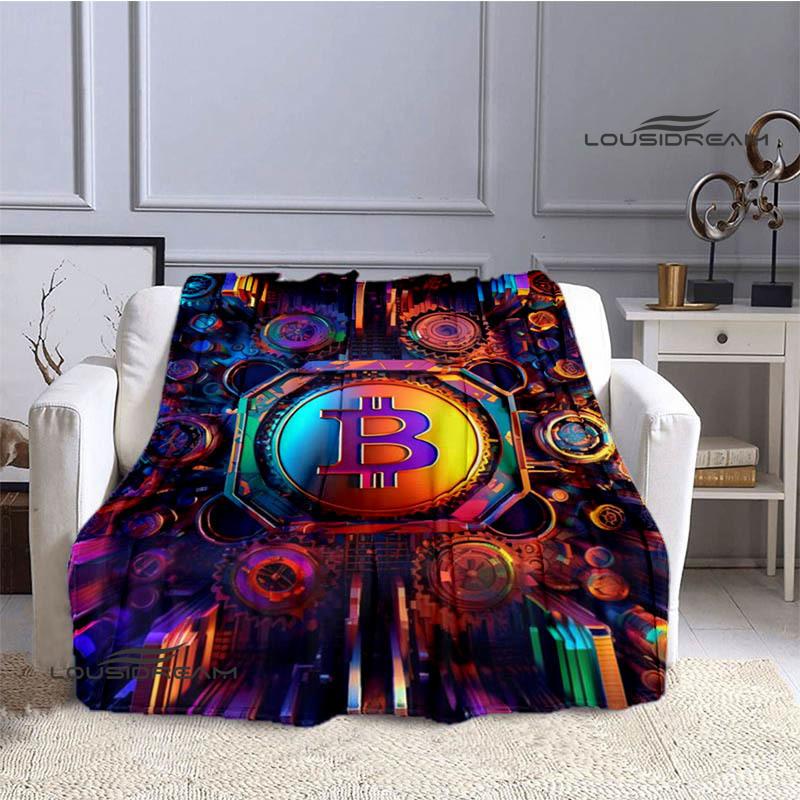 Bitcoin Fashion Printed Blanket Kids Warm Blanket Flannel Soft Cozy Blanket Sofa Bed Blanket Travel Blanket Birthday Gift