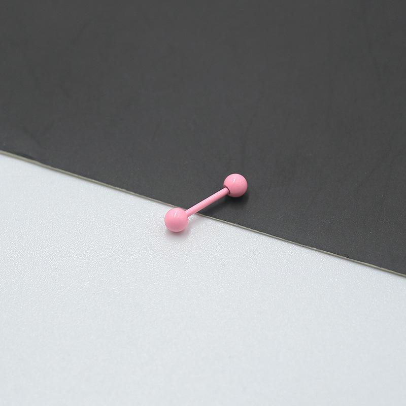 2Pcs Round Ball Dumbbell Fluorescent Titanium Steel Stud Ear Bone Stud Double Ball Thread Stud Ear