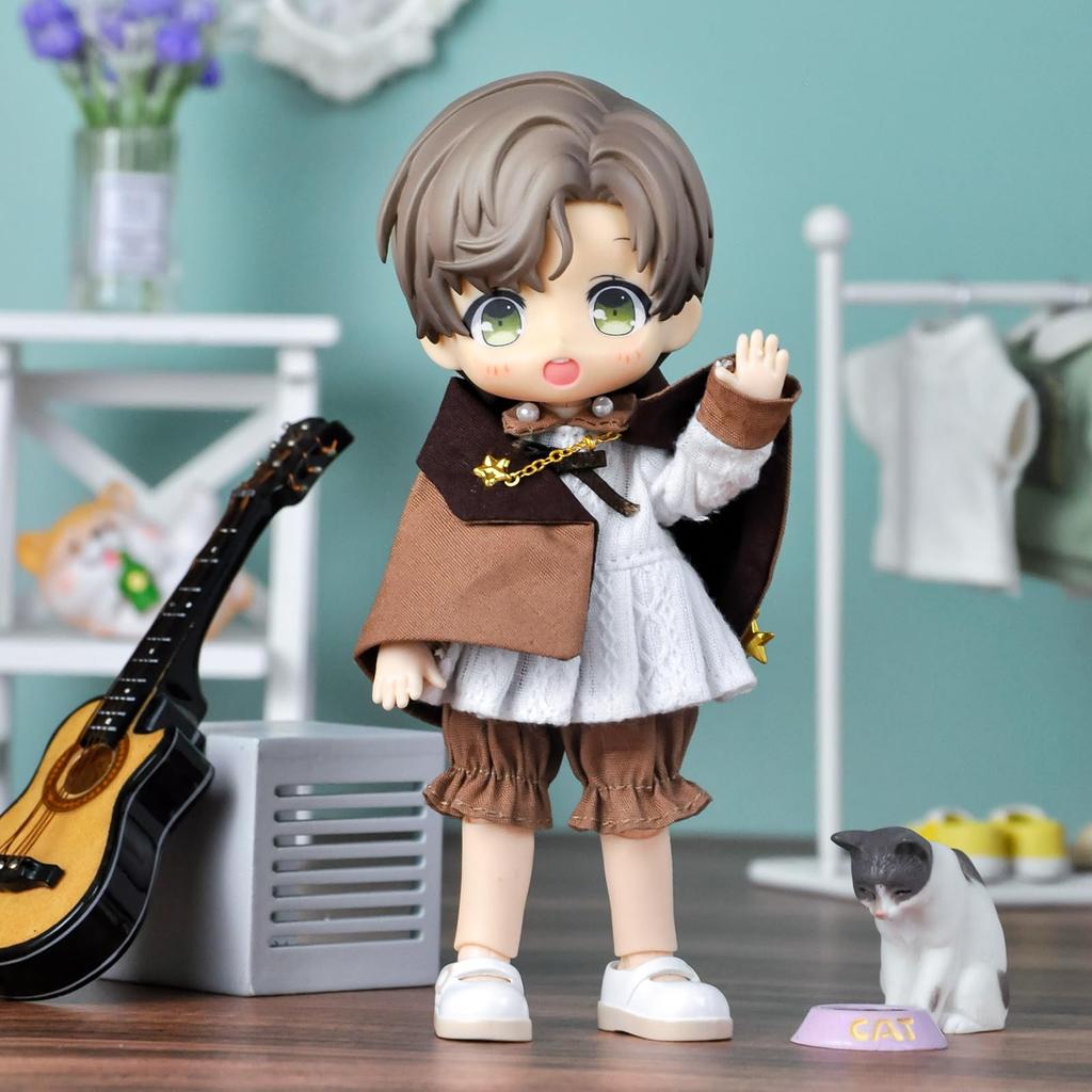 Кукла YMY BJD OB11 Наряд Трехкомпонентный Плащ GSC P9 Винтажный Преппи Костюм Масштаб 1/12 Одежда для Фигурки Рождественский Новогодний Подарок