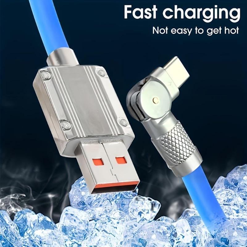Metal 180W Data Cable Elbow Fast Charging Machine Customer Rotating Charging Cable