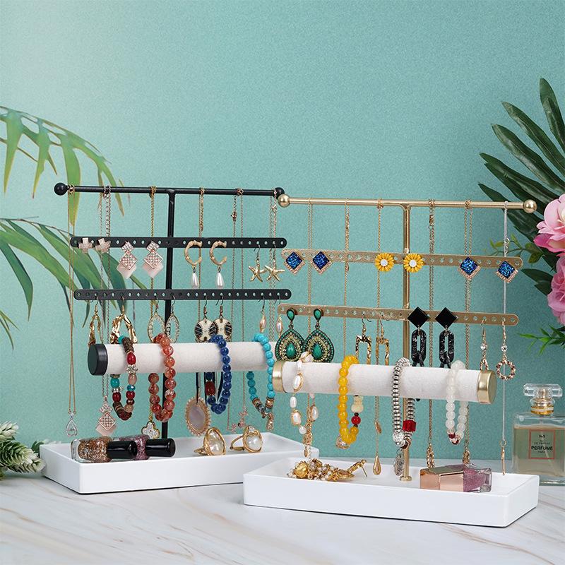 Металлическая 4-уровневая стойка для ювелирных изделий Съемная стойка для хранения сережек, колец, ожерелий, ювелирных изделий