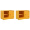 VidaXL Meubles TV 2 pcs jaune moutarde 67x39x44 cm acier, banc TV, meuble télé, meuble multimédia, buffet TV, meuble hifi, 841698
