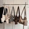 Women's Solid Color Imitation Sherpa Warm Plush Shoulder Bag with Inner Pocket Vintage Crossbody Handbag for Work & Travel