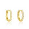 Classic Pavé Huggie Hoop Earrings - Sterling Silver Yellow Plated