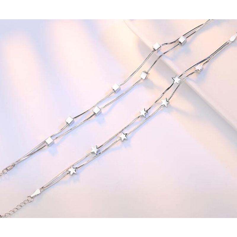 ANENJERY Браслет с двойной цепочкой и квадратной коробкой, браслет со звездой, браслет для женщин, пульсира