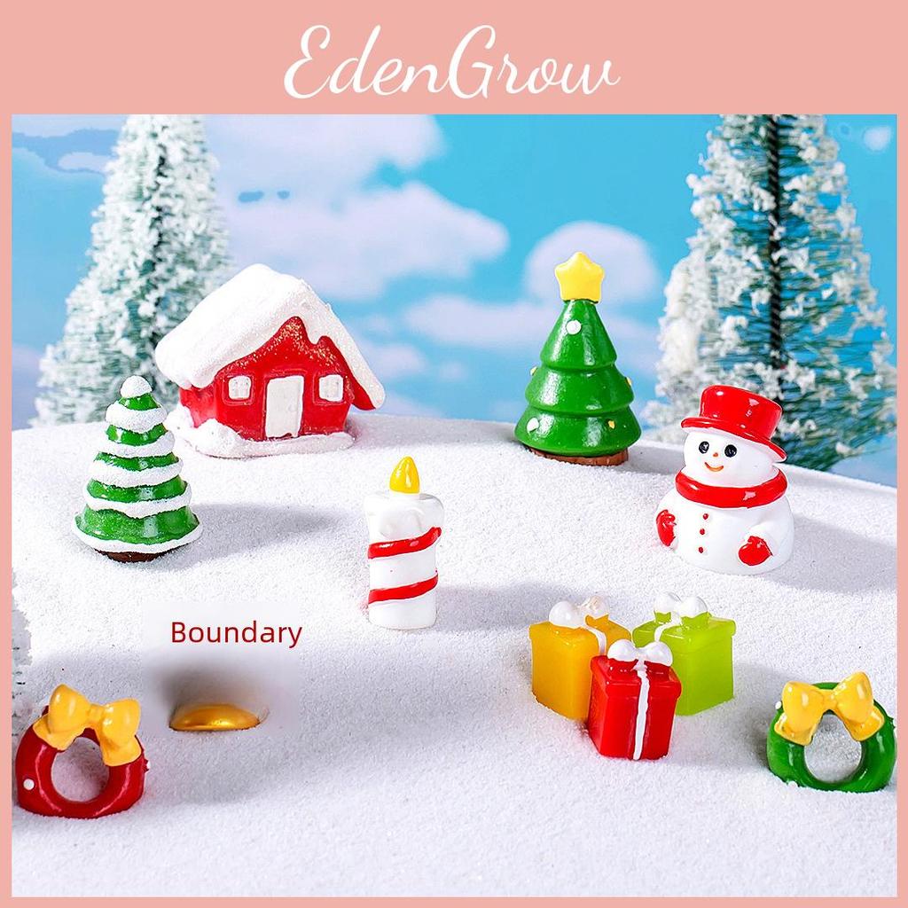 Decorative Resin Christmas Miniatures Santa Snowman Tree House For Holiday Display