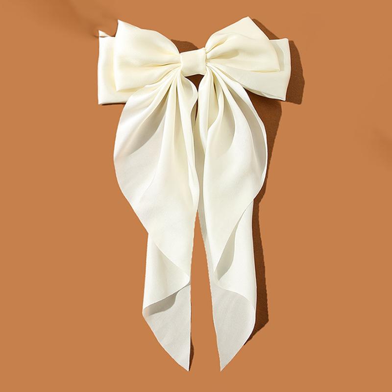 Silky Satin Hair Bows Big Hair Bows for Women Hair Ribbons Long Tail Big Bows Hairpin Spring Clips Hair Accessories for women