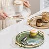 Acrylic Serving Tray Round Serving Platter with Handles Coffee Table Decor Dish Dessert Tray for Cutlery Kitchen Countertop