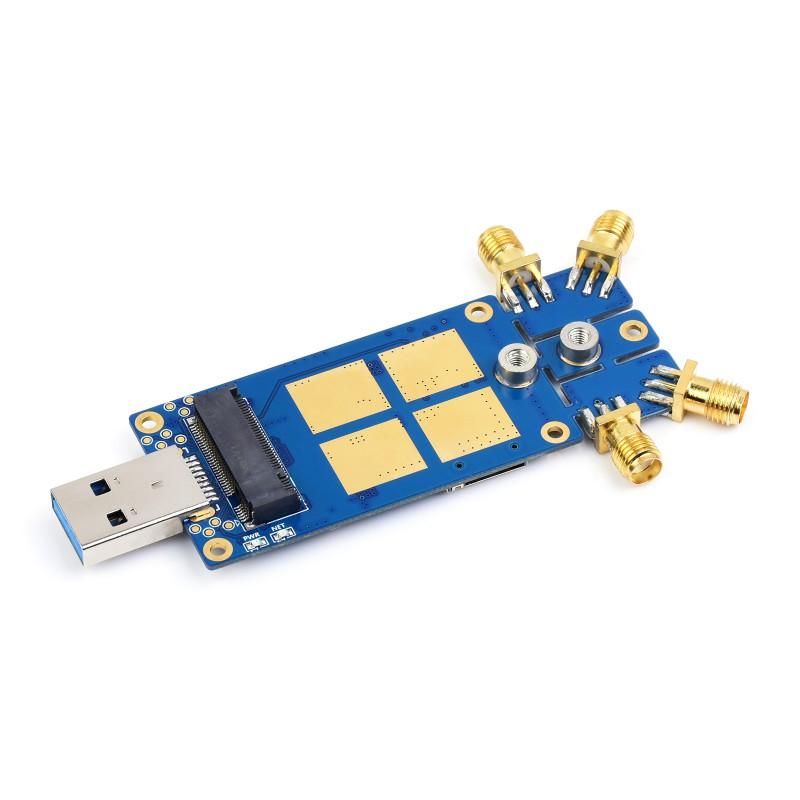 5G DONGLE Module, Quad Antennas, USB3.1 Port, Aluminum Alloy Heatsink, M.2 Key B Interface, Options for 5G Module