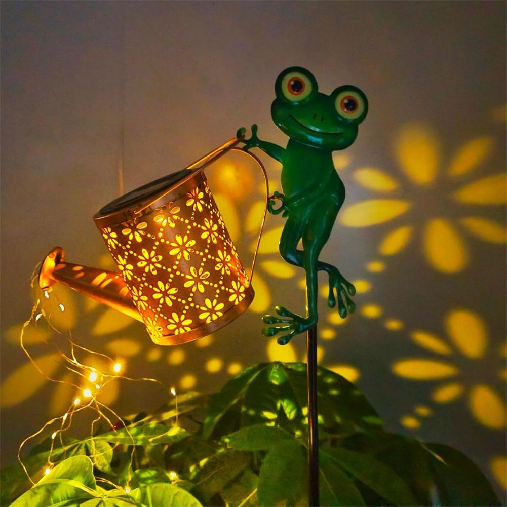 Solar Watering Can Light with Bracket Solar Powered Metal Fairy Lights Solar Garden Lights for Walkway Yard Pathway Patio Table