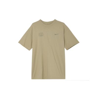 Футболка Sportswear Essentials Series с простым буквенным принтом, ребристым дышащим круглым вырезом и коротким рукавом, мужская футболка оливково-зеленого цвета HQ9151-276