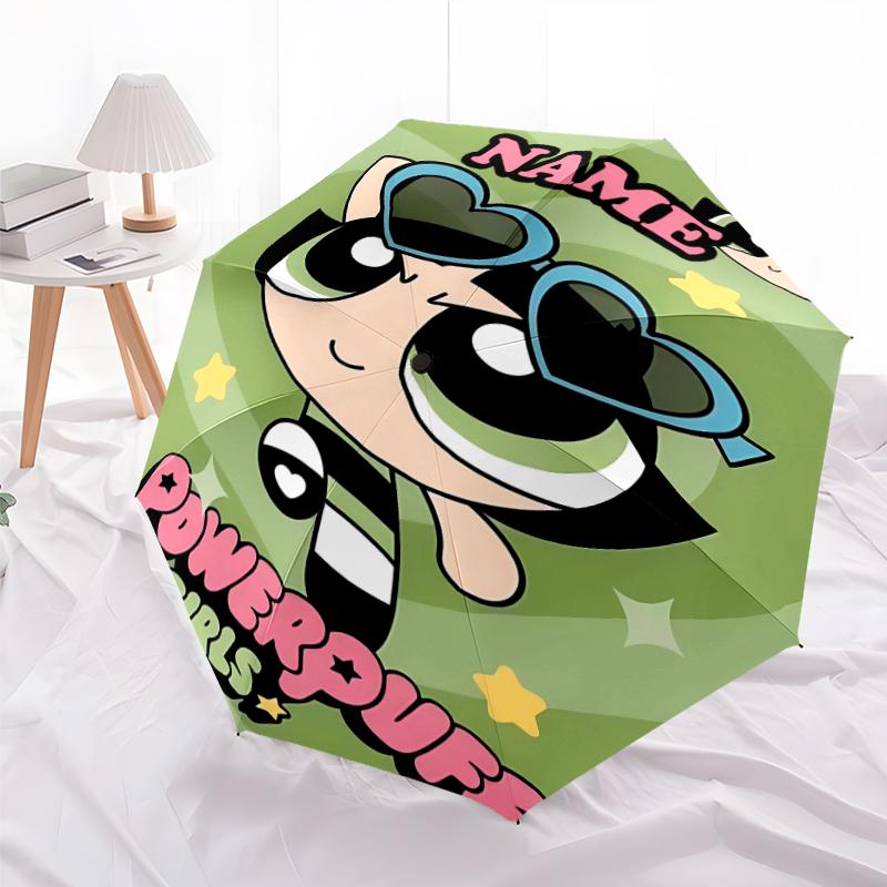 Personalized Name The Powerpuff Girls Print Umbrella - Automatic Open/Close, Eight-Rib Durable Frame, Automatic Folding Umbrella