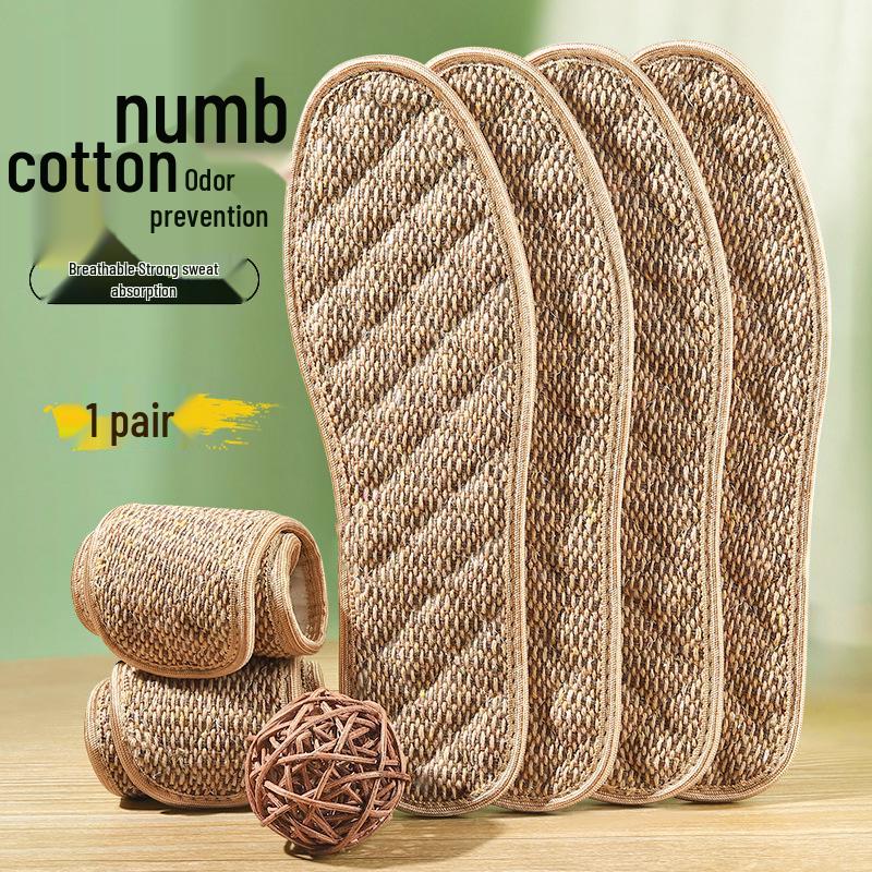 Дышащие льняные стельки для мужчин, впитывающие пот, с защитой от запаха и дезодорирующим эффектом полыни, мягкие и удобные для всех сезонов