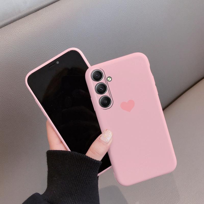 Heart Patterned Soft Silicone Case For Samsung A55 M35 S24 Xiaomi Redmi Note 13 Pro 13C iPhone Huawei Honor Realme Camera Protective Shockproof Cover