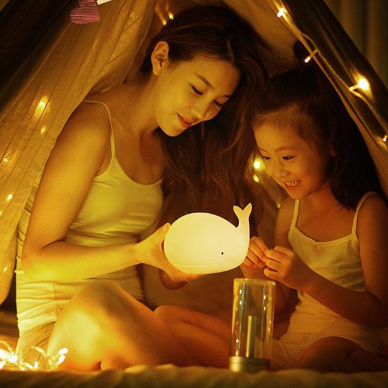 Ночной светильник «Кит» 7-цветный силиконовый USB-перезаряжаемый ночник для украшения комнаты настольная лампа подарки для детей