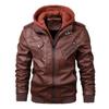 Spring and Autumn Men's Jacket Pu Hooded Jacket Men's Youth Leather Jacket Fake Two-piece Jacket