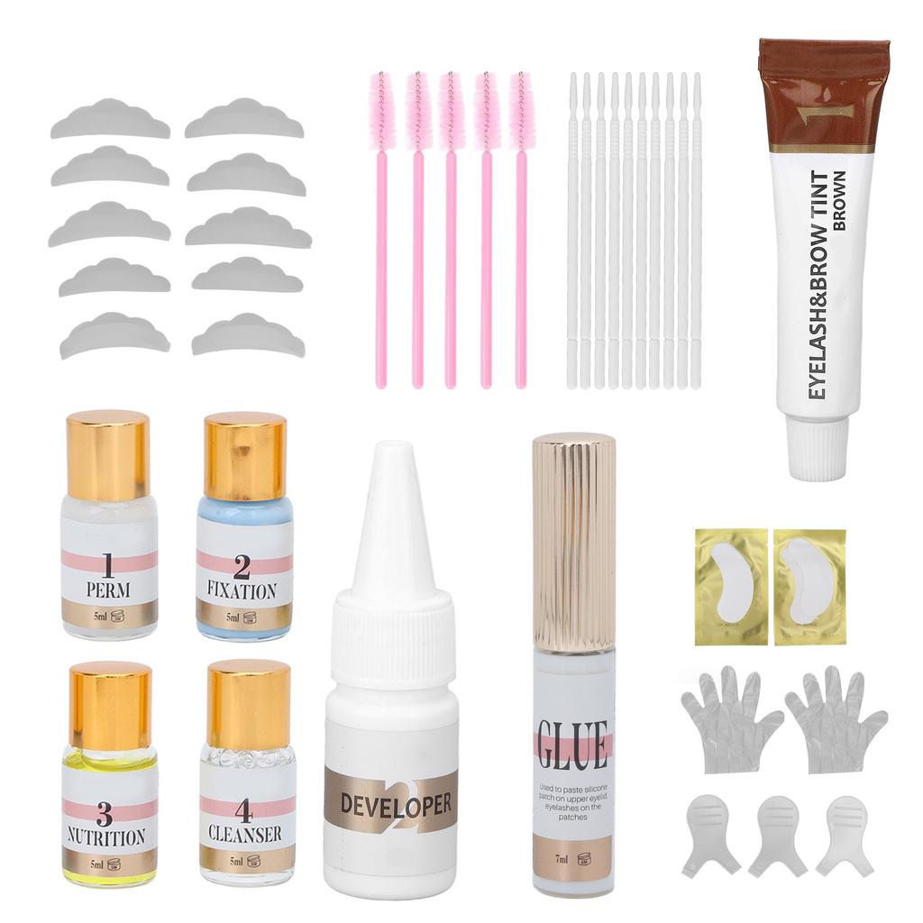 3 в 1 Нежный набор для бровей Perm Eyelash Lift Tint Kit Semi Permanent Curling Eyelash SetBrown