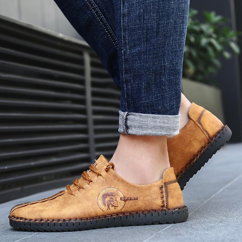 Мужские большие размеры 38-47, резиновая мягкая подошва, нескользящие, износостойкие мокасины ручной работы, обувь для вождения автомобиля