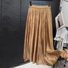 Женская юбка-макси, эластичная плиссированная юбка трапециевидной формы с высокой талией, блестящая перламутровая шифоновая плиссированная юбка из пряжи