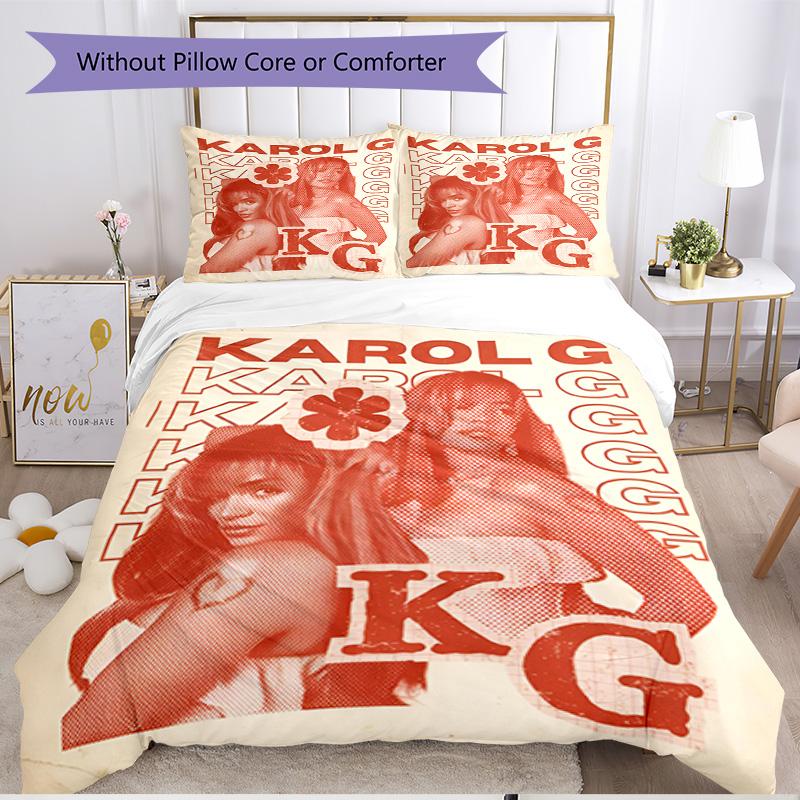 3pcs Duvet Cover Set (1*Duvet Cover + 2*Pillowcase, Without Core), Karol G Print Soft All‑Season Bedding Set, Home Bedroom Decor Gift