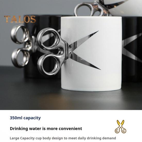 Керамическая кружка с ручкой в виде ножниц 350 мл, новинка, парикмахерская, чайная кружка для кофе, подарочная кружка с разноцветной глазурью