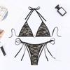 2Pcs/Set Women Bikini Set Halter Swimsuit with Bow Lace-ups Low-rise Swimming Trunks Set Snakeskin Print Split Design Beachwear