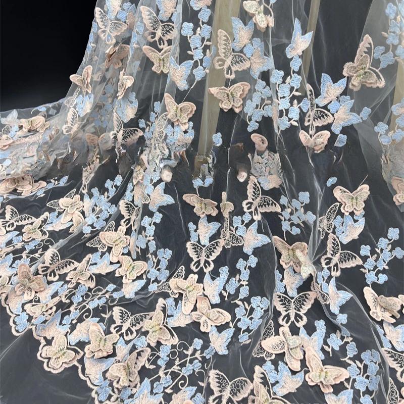 3D вышитая вручную ткань для свадьбы Ткань Бабочка Вышивка Ткань своими руками для платья Водорастворимая сетка Вышивка Кружево