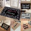 Inspirational Quote Floral Welcome Door Mat English Word Pattern NonSlip Rug for Entryway Bedroom Door Mat Home Decor