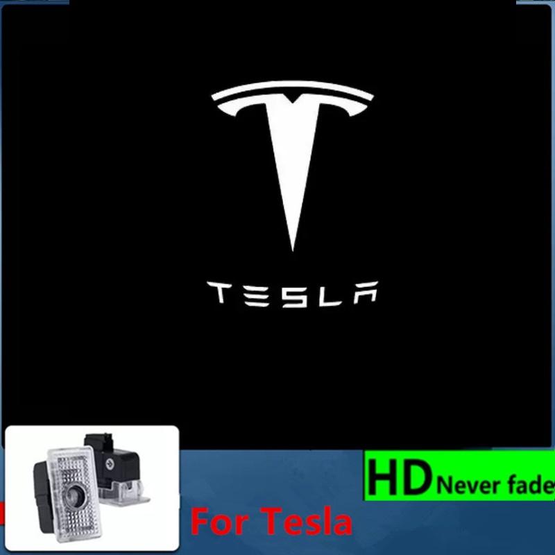bjzqr4 2PCS Car Door HD LED Lamp Projector Courtesy Welcome Light For Tesla Model 3 S X highland Model Y 2025