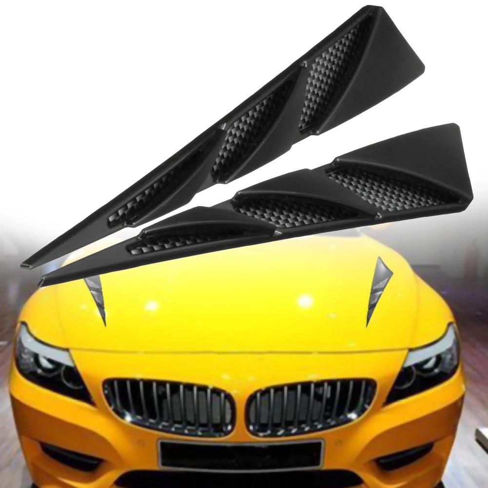 1Pair Universal Car Hood Stickers Black Simulation Side Air Intake Vent Cover Bonnet Exterior Decoration Car-styling