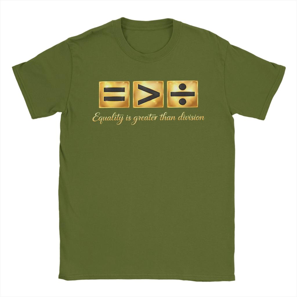 Equality is Greater Than Division Black History Month T Shirt for Men Pure Cotton TShirt Tee Shirt Short Sleeve Clothing