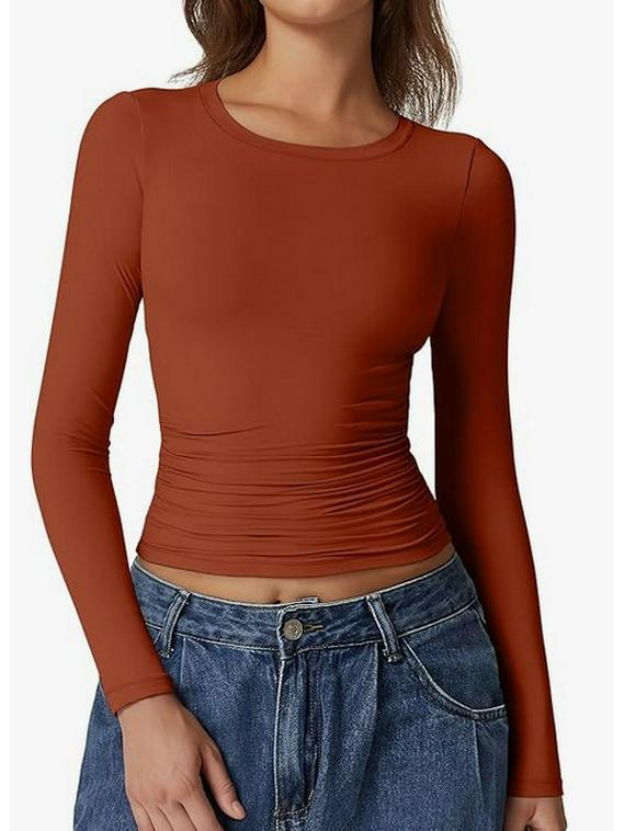 Европейские и американские женские пуловеры с длинным рукавом и круглым вырезом из молочного шелка