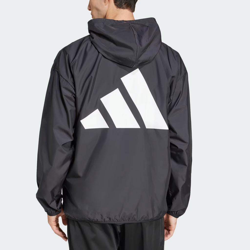 adidas ESSENTIALS Спортивная одежда Ветровка С большим логотипом Ткань Куртки и пальто Мужская Черный/Белый JF3687