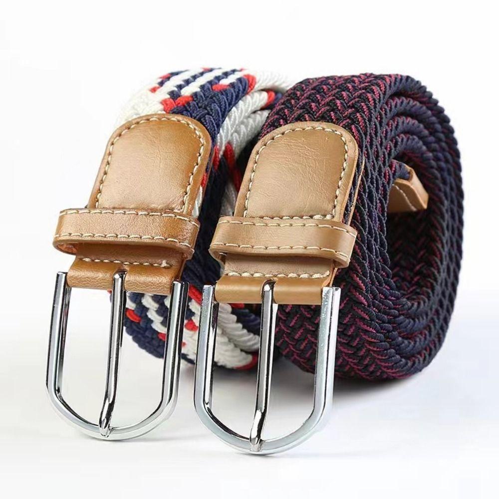 Adjustable Stretch Woven Belt Multicolored Men's Waistband Casual Elastic Braided Belt  Women