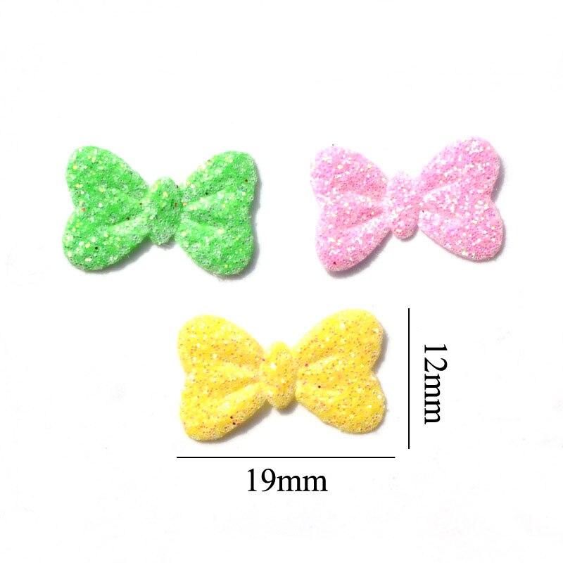 100Pcs Mixed Colors Glitter Nonwoven Bowknot Felt Fabric Patch DIY Cloth Appliques/Craft Wedding Decoration