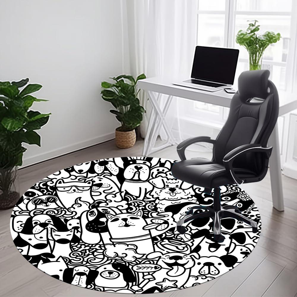1pc Puppy Pet Office Round Area Rug, Indoor Mat Suitable ForOffice, Under Office Chairs Bedroom Living Room Home Decor, Room Decot231