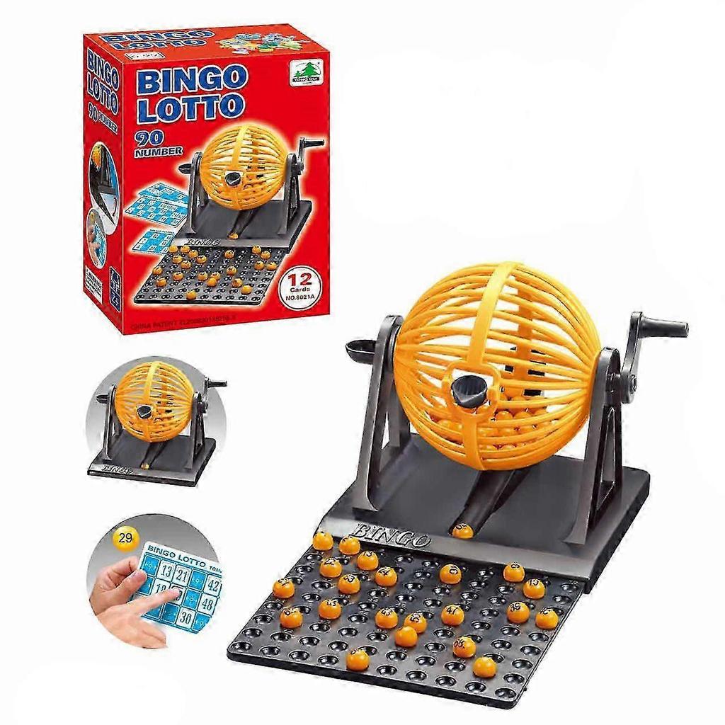 Bingo 90 Number Game with Cards, Mini Traditional Bingo Lottery Machine for Kids, Fun Desktop Prize Toy & Family Party Game Gift
