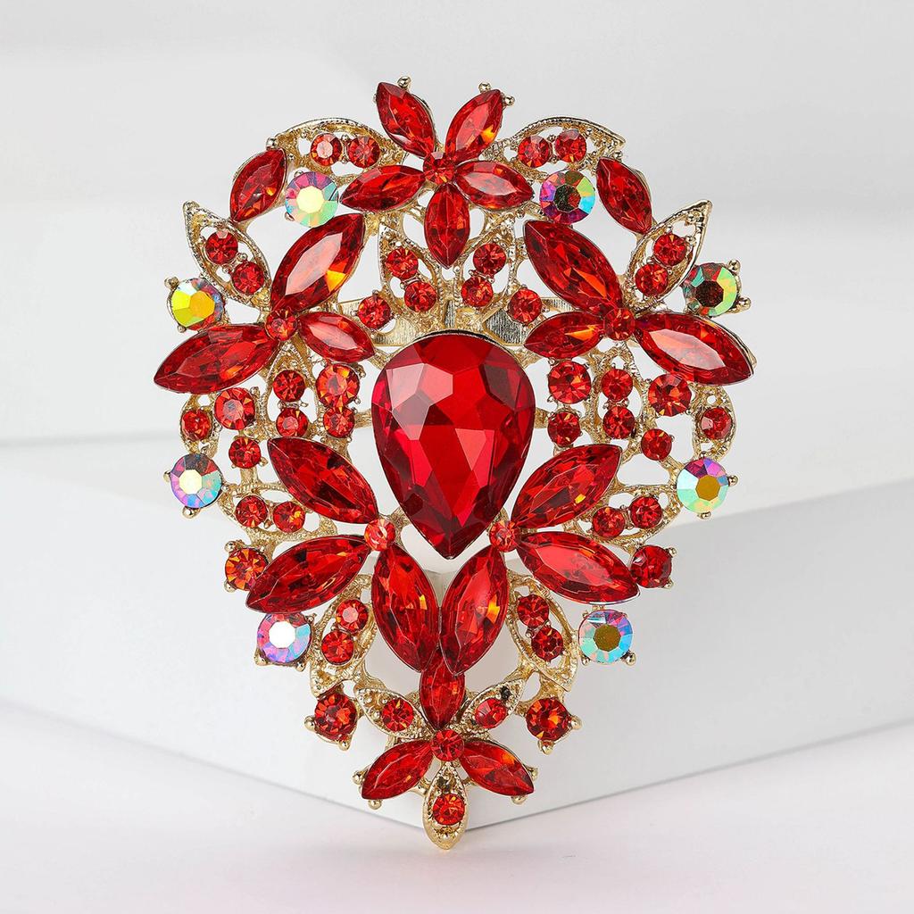Fashion Exquisite Alloy Large Rhinestone Glass Brooch Exaggerated Temperament Women'S Clothing Corsage Jewelry Pin