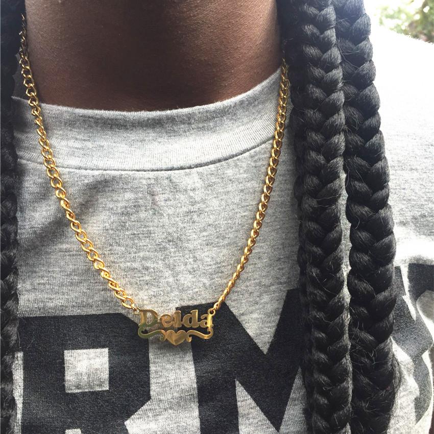 Цепочка с надписью «Curb Box», персонализированное ожерелье с именем в форме сердца, женские ювелирные изделия из нержавеющей стали, цепочка с табличкой, кулон, колье, подарок для лучшей подруги