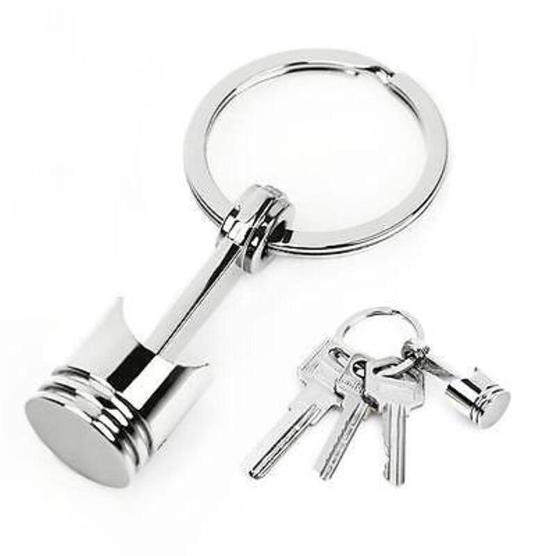 Fashion Engine Auto Car Part Silver Metal Piston Model Alloy Keychain Keyring Keyfob Gifts CLE