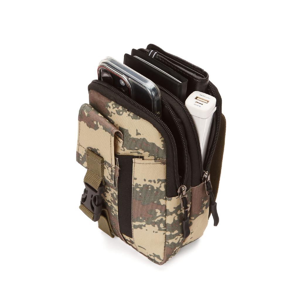 Men's Black Water Resistant Tactical Waist Bag With Belt Strap And Phone Compartment (outdoor, Work) (18x11 Cm)