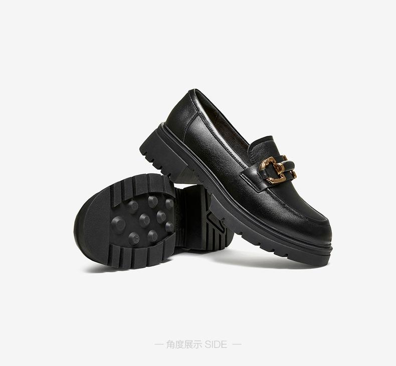 Bestu 26 Chunlefu Shoes Simple Retro College Style Coarse Heel Women's Single Shoes