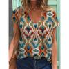 Geometric 3d Printing T-shirt Female Ethnic Style Retro