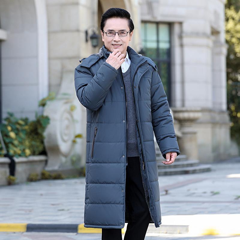 New Winter Coats for Men, Thickened with Velvet, Loose Casual Outdoor Cotton Coats, Middle-aged and Older Men's Over-the-knee Cotton Coats